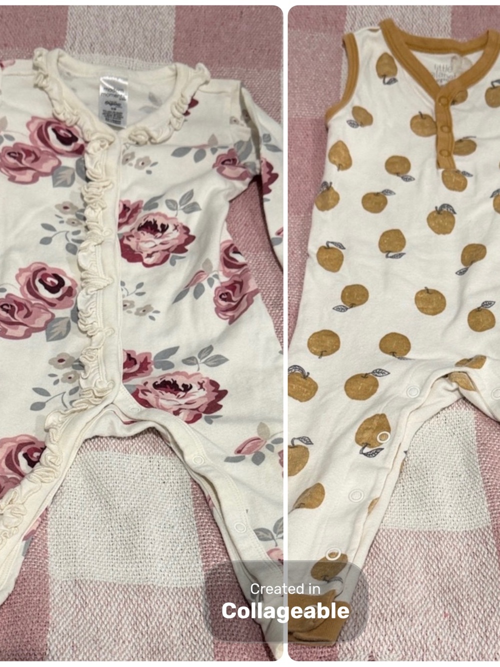 Organic Little Planet MM Floral Footie Organic Fruit Pear\Apple pattern 2 Jumper